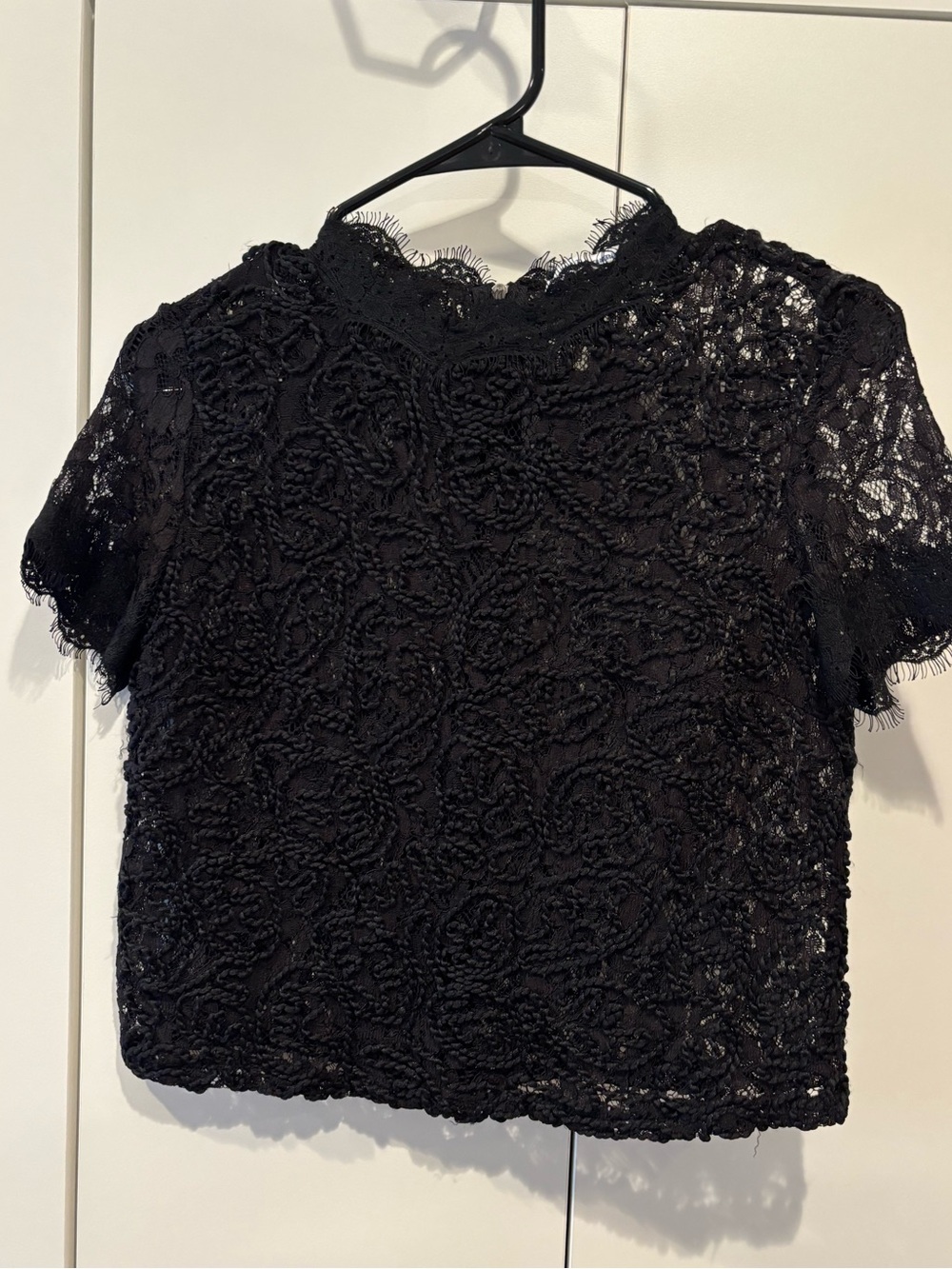 Zara Black Lace Floral Short Sleeve Top